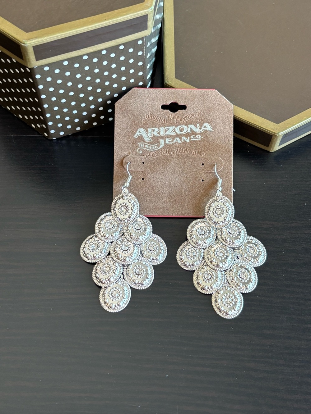 Statement Silver Dangle Coin Cluster Earrings